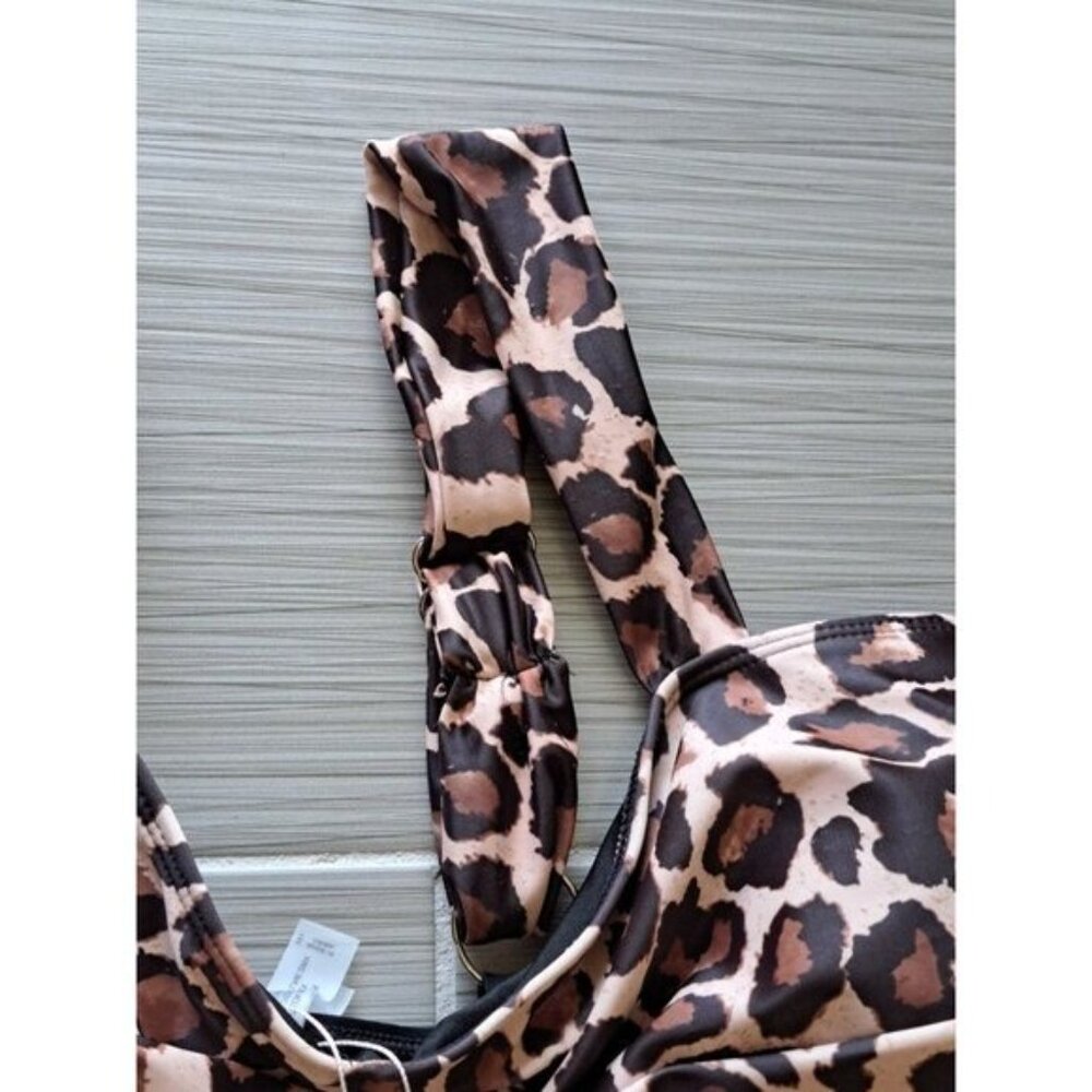 New Aqua Eve Women's Plus Size 18W Leopard Print Swimsuit Dress Black  Brown - Picture 4 of 9